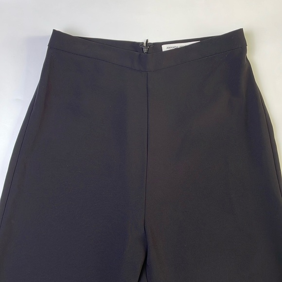 Amanda Uprichard Black Flat Front Straight Pants Size S Hight Waist Wide Leg - Picture 3 of 16